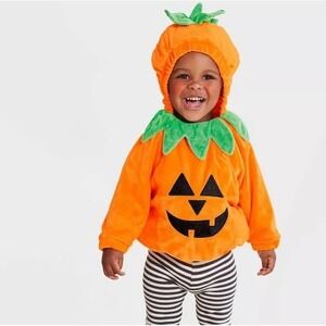 Target Toddler Pumpkin Costume 12-18 Months Orange‎ Plush Jack-O-Lantern 2pc Set